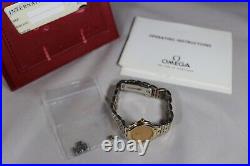 Ladies Vintage Omega Deville Quartz 18k Gold Two Tone Watch withBox & Papers RARE