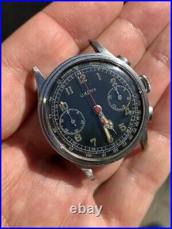Lemania 15TL Military Chronograph Omega 33.3 Rare Vintage Watch