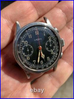 Lemania 15TL Military Chronograph Omega 33.3 Rare Vintage Watch