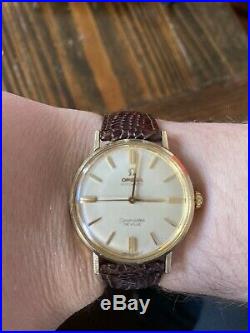MENS VINTAGE 1960's OMEGA SEAMASTER DEVILLE AUTOMATIC WATCH 14K SOLID GOLD! Rare