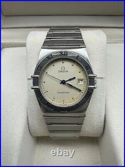 OMEGA CONSTELLATION WATCH VINTAGE LATIN CASE WHITE DIAL SWISS MADE 80s & RARE