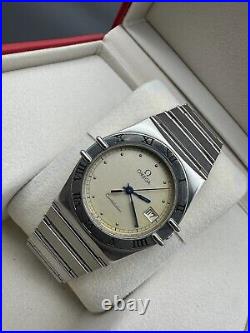 OMEGA CONSTELLATION WATCH VINTAGE LATIN CASE WHITE DIAL SWISS MADE 80s & RARE