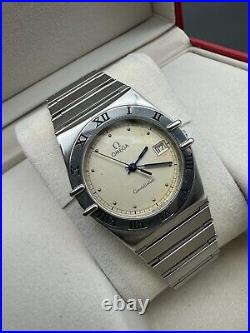 OMEGA CONSTELLATION WATCH VINTAGE LATIN CASE WHITE DIAL SWISS MADE 80s & RARE