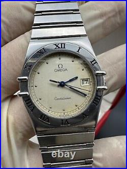 OMEGA CONSTELLATION WATCH VINTAGE LATIN CASE WHITE DIAL SWISS MADE 80s & RARE
