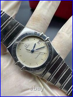 OMEGA CONSTELLATION WATCH VINTAGE LATIN CASE WHITE DIAL SWISS MADE 80s & RARE