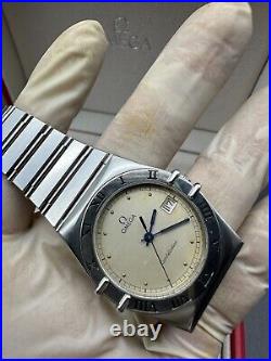 OMEGA CONSTELLATION WATCH VINTAGE LATIN CASE WHITE DIAL SWISS MADE 80s & RARE