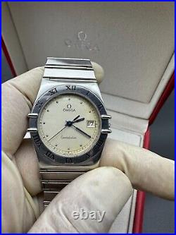 OMEGA CONSTELLATION WATCH VINTAGE LATIN CASE WHITE DIAL SWISS MADE 80s & RARE