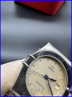 OMEGA CONSTELLATION WATCH VINTAGE LATIN CASE WHITE DIAL SWISS MADE 80s & RARE