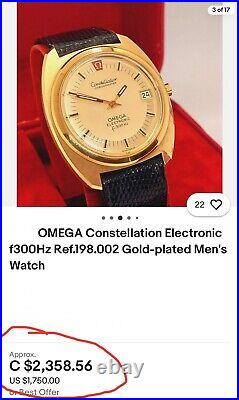 OMEGA Constellation Electronic f300Hz Gold-Plated RARE VINTAGE Collectors'