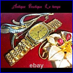 OMEGA? De Vill 1980's Vintage Rare Quartz Gold Watch Free Shipping From Japan