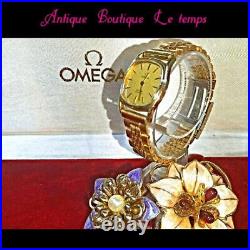 OMEGA? De Vill 1980's Vintage Rare Quartz Gold Watch Free Shipping From Japan