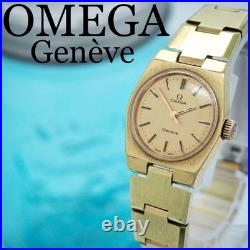 OMEGA Genève Manual Winding Dome Glass Gold Rare Vintage Ladies Watch