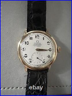 OMEGA Seamaster 14k Gold Rare Vintage Men's Leather Strap Watch