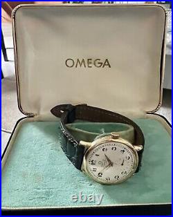 OMEGA Seamaster 14k Gold Rare Vintage Men's Leather Strap Watch