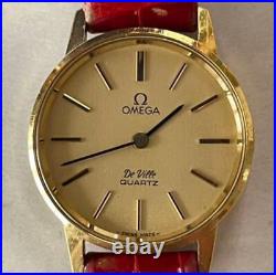 OMEGA Solid Gold 18k Quartz Watch Vintage Rare Japan