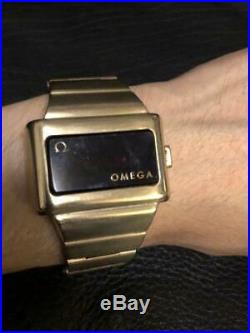 OMEGA TIME COMPUTER LED LCD DIGITAL Wrist Watch Rare 1970s USED Japan FedEx