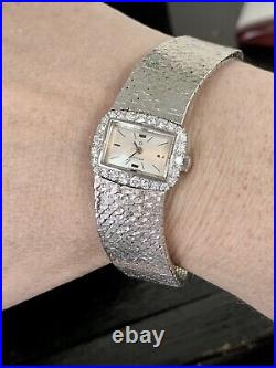 OMEGA Vintage 1970 18K White Gold Ladies Dress Watch 21mm 1.06CT Diamond RARE 7