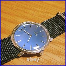 OMEGA Vintage Men's Watch Hand-wound Blue Dial Analog Round Rare Working Item