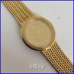 Omega 1353 Quartz 18k Gold Wrist Oval Gold Bracelet Vintage Rare Ladies Watch