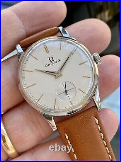 Omega 1954 Steel Mens Vintage Mechanical Sub Seconds Dial watch + Rare Box