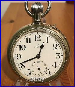 Omega 19''' LOBNN mechanical pocket watch vintage 1910's Very RARE 58mm