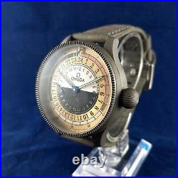 Omega 24 hours VINTAGE SWISS Movement. Handmade dial. Rare wristwatch