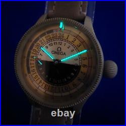 Omega 24 hours VINTAGE SWISS Movement. Handmade dial. Rare wristwatch