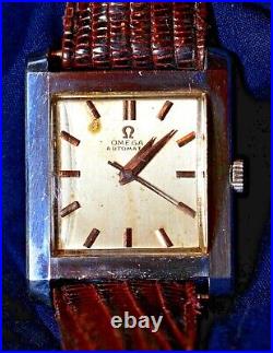 Omega Automatic 24Jewel Stainless Cushion Case, Rare Vintage Watch