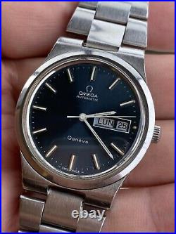 Omega Automatic Geneve Cal 1021 Original Blue Dial Rare Vintage Watch