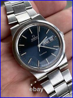 Omega Automatic Geneve Cal 1021 Original Blue Dial Rare Vintage Watch