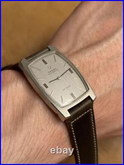 Omega De Ville Automatic Watch 1970s Vintage Silver Dial Tonneau Case 38mm Rare