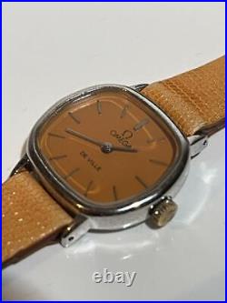 Omega De Ville Hand-Wound Ladies Watch Vintage Orange Dial Hexagonal Case Rare