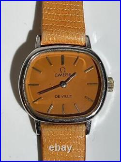 Omega De Ville Hand-Wound Ladies Watch Vintage Orange Dial Hexagonal Case Rare