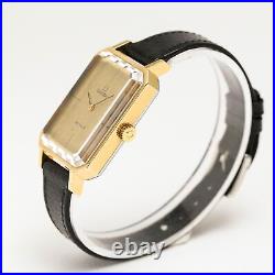 Omega De Ville Ladies Gold-Plated Vintage Rectangular Manual Watch Rare 25 mm