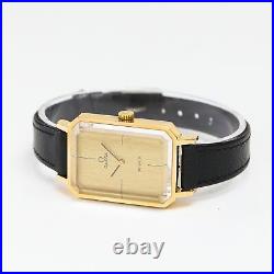 Omega De Ville Ladies Gold-Plated Vintage Rectangular Manual Watch Rare 25 mm