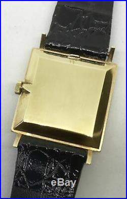 Omega Deville Vintage 9K Solid Gold Square Case Signed Five Times Classy Rare