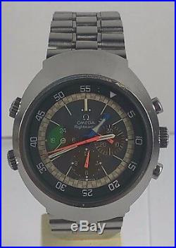 Omega Flightmaster Automatic Watch. RARE 1969 43mm Vintage Chronograph StainlesS