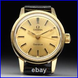 Omega Geneve Date Gold Dial Automatic Watch 166.0168 Cal. 1012 Rare Vintage