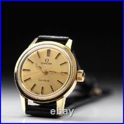 Omega Geneve Date Gold Dial Automatic Watch 166.0168 Cal. 1012 Rare Vintage