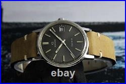 Omega Geneve Date Original Grey Dial Mens Vintage Watch 136.0099 RARE