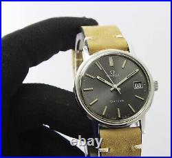 Omega Geneve Date Original Grey Dial Mens Vintage Watch 136.0099 RARE