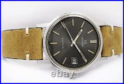 Omega Geneve Date Original Grey Dial Mens Vintage Watch 136.0099 RARE