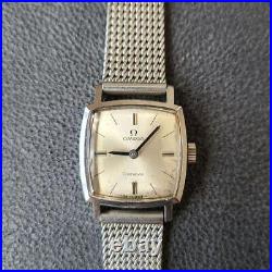 Omega Geneve Watch Manual Ladies Silver Dial 20Mm Square Vintage Swiss Made Rare