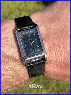 Omega Marine Standard Wristwatch Reference 3683. Rare Fab Suisse Black Dial