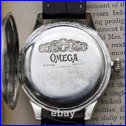 Omega Pilot Watch Solid Silver Manual-Wind 1910s Conversion Rare Vintage 47mm