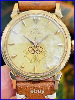 Omega Seamaster XVI Vintage 18k Pink Gold Olympic Games Mens Dress Watch! Rare