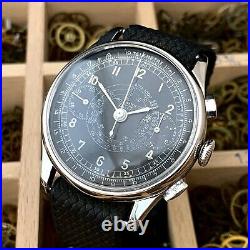 Omega Tissot 33.3 Chronograph Jumbo military vintage watch rare black dial