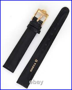 Omega Vintage RARE NOS Black Leather Strap 15mm x 12mm