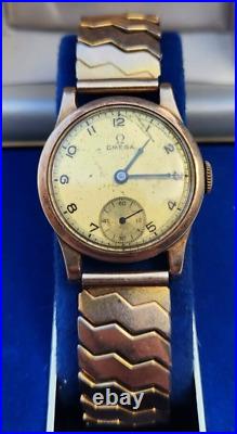 Omega Vintage Rare Gold Round Manual Winding Mens Watch 1930's