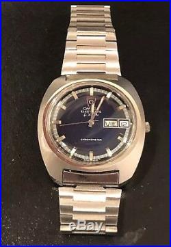 RARE! 1970s Vintage Omega Seamaster Chronometer Electronic F300Hz Blue Face Watch
